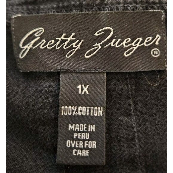 Gretty Zueger Black Top 1X Soutache Embroidery Crochet Boho 100% Cotton … - Picture 7 of 7